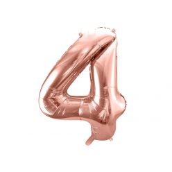 PartyDeco fólia szám lufi, 4, rose gold, 86 cm