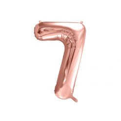 PartyDeco fólia szám lufi, 7, rose gold, 86 cm