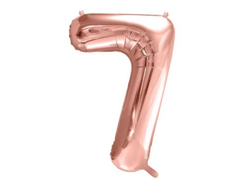 PartyDeco fólia szám lufi, 7, rose gold, 86 cm